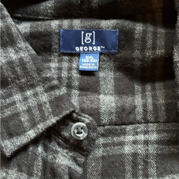 George Men's Charcoal Plaid Button Down Shirt - Picture 2 of 3